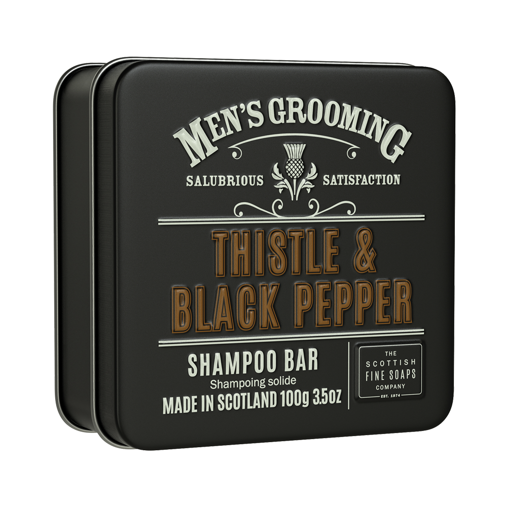 Thistle and Black Pepper Shampoo Bar in a Tin 100g