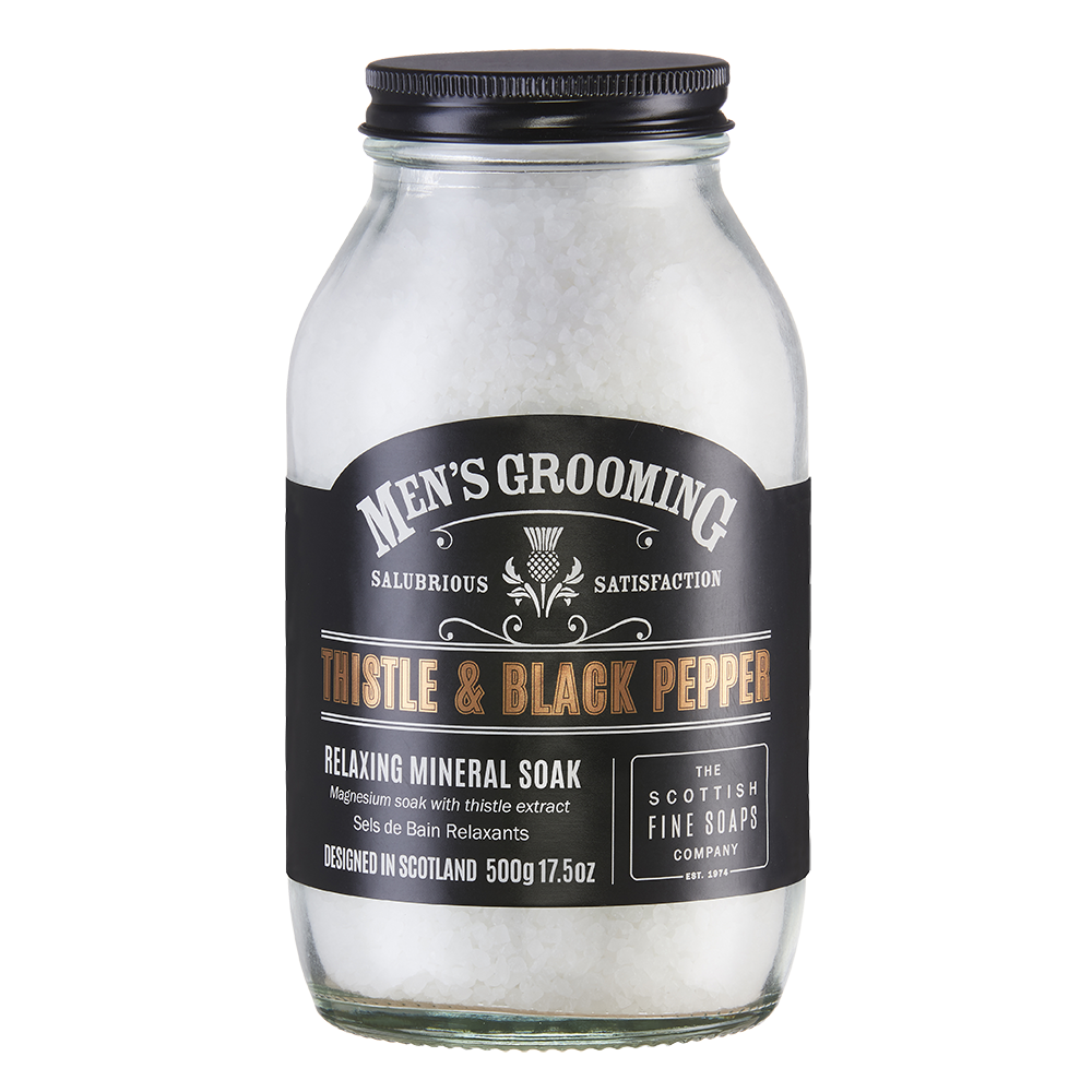 Thistle and Black Pepper Relaxing Mineral Soak 500g Glass Jar - New