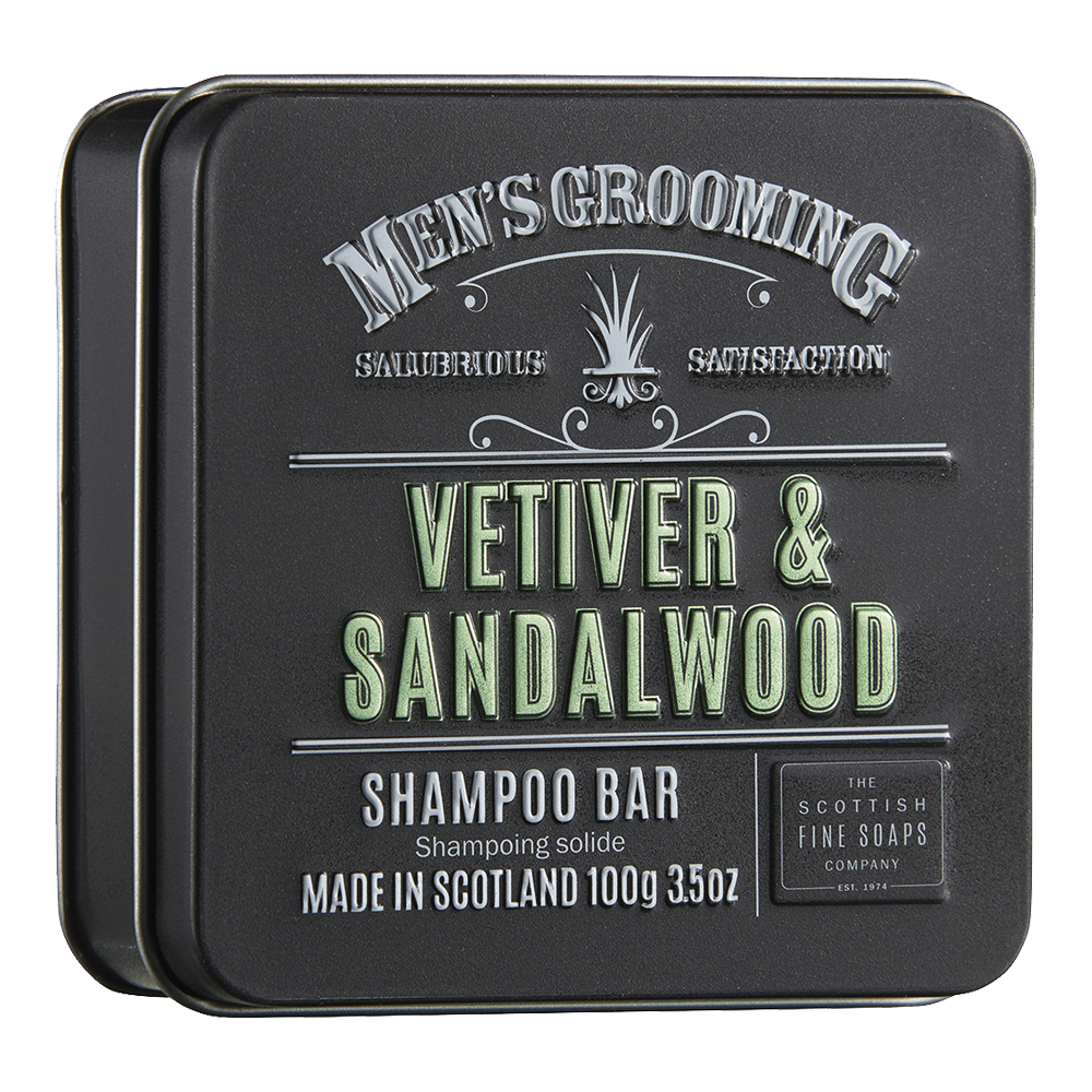 Vetiver and Sandalwood Shampoo Bar in a Tin 100g