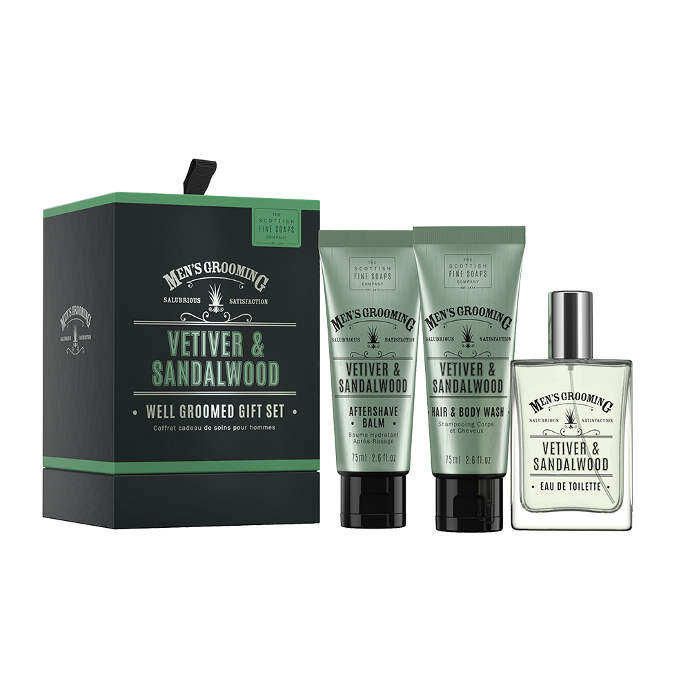Vetiver and Sandalwood Well Groomed Gift Set 2x75ml Tubes, 1x50ml EDT