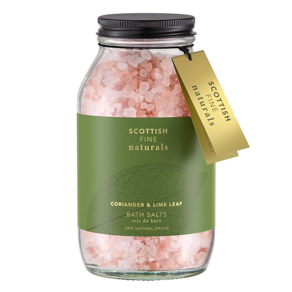 Scottish Fine Naturals - Coriander & Lime Leaf BATH SALTS 500G GLASS JAR