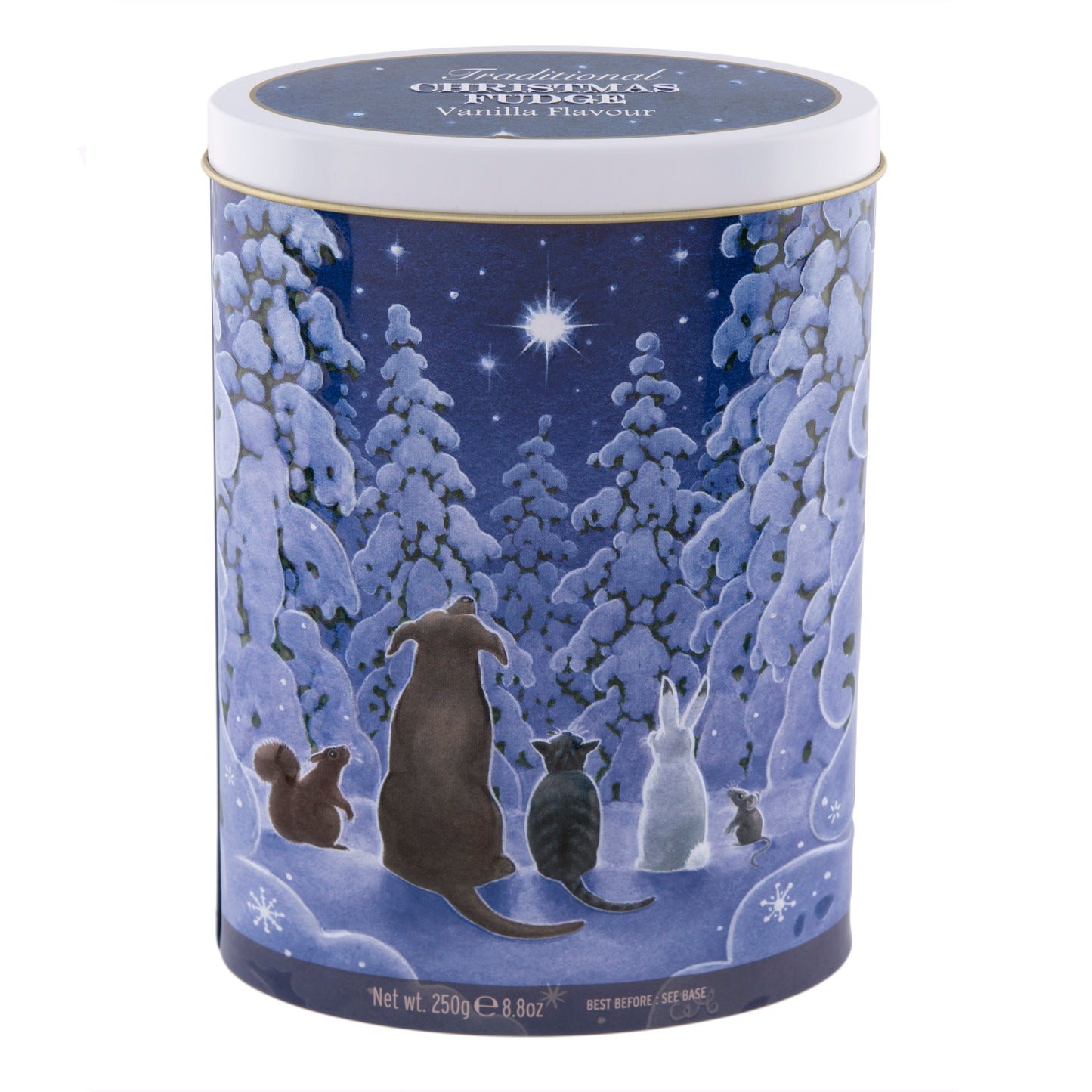 Christmas Star Gazers Tin Vanilla Fudge 250g